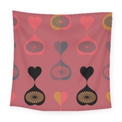 Heart Love Fan Circle Pink Blue Black Orange Square Tapestry (large) by Alisyart