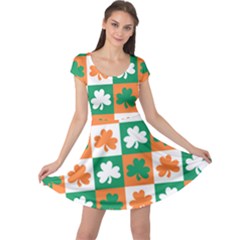 Ireland Leaf Vegetables Green Orange White Cap Sleeve Dresses