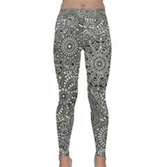 Flower Floral Rose Sunflower Black White Classic Yoga Leggings