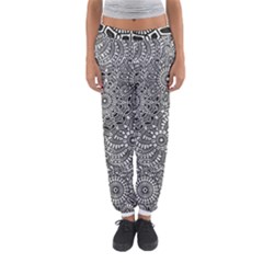 Flower Floral Rose Sunflower Black White Women s Jogger Sweatpants by Alisyart