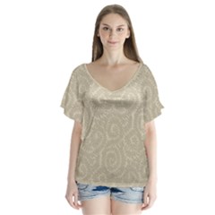 Leaf Grey Frame Flutter Sleeve Top