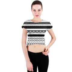 Love Heart Triangle Circle Black White Crew Neck Crop Top by Alisyart