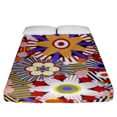 Flower Floral Sunflower Rainbow Frame Fitted Sheet (king Size) by Alisyart