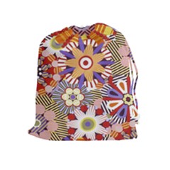 Flower Floral Sunflower Rainbow Frame Drawstring Pouches (extra Large)