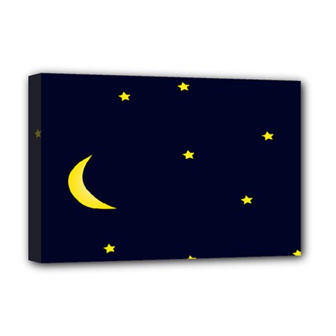 Moon Dark Night Blue Sky Full Stars Light Yellow Deluxe Canvas 18  X 12  