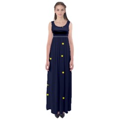 Moon Dark Night Blue Sky Full Stars Light Yellow Empire Waist Maxi Dress