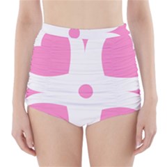 Love Heart Valentine Pink White Sweet High-Waisted Bikini Bottoms