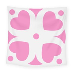 Love Heart Valentine Pink White Sweet Square Tapestry (Large)