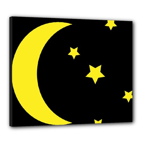 Moon Star Light Black Night Yellow Canvas 24  X 20  by Alisyart