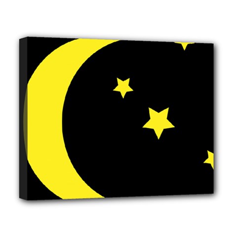 Moon Star Light Black Night Yellow Deluxe Canvas 20  X 16  