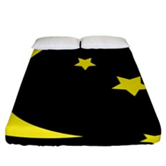 Moon Star Light Black Night Yellow Fitted Sheet (king Size) by Alisyart