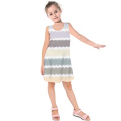 Muted Lace Ribbon Original Grey Purple Pink Wave Kids  Sleeveless Dress by Alisyart