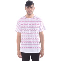 Pink Lace Borders Pink Floral Flower Love Heart Men s Sport Mesh Tee