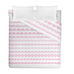 Pink Lace Borders Pink Floral Flower Love Heart Duvet Cover Double Side (full/ Double Size) by Alisyart