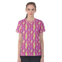 Pink Yelllow Line Light Purple Vertical Women s Cotton Tee