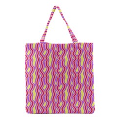 Pink Yelllow Line Light Purple Vertical Grocery Tote Bag by Alisyart