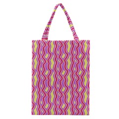 Pink Yelllow Line Light Purple Vertical Classic Tote Bag