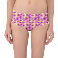 Pink Yelllow Line Light Purple Vertical Mid-Waist Bikini Bottoms