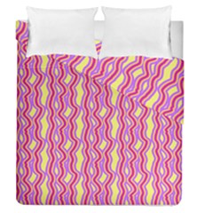 Pink Yelllow Line Light Purple Vertical Duvet Cover Double Side (queen Size) by Alisyart
