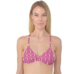 Pink Yelllow Line Light Purple Vertical Reversible Tri Bikini Top by Alisyart