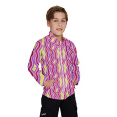 Pink Yelllow Line Light Purple Vertical Wind Breaker (Kids)