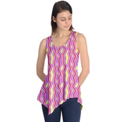 Pink Yelllow Line Light Purple Vertical Sleeveless Tunic