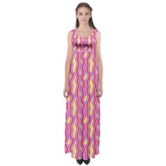 Pink Yelllow Line Light Purple Vertical Empire Waist Maxi Dress