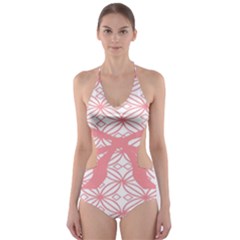 Pink Plaid Circle Cut-out One Piece Swimsuit by Alisyart