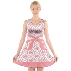 Pink Plaid Circle V-neck Sleeveless Skater Dress