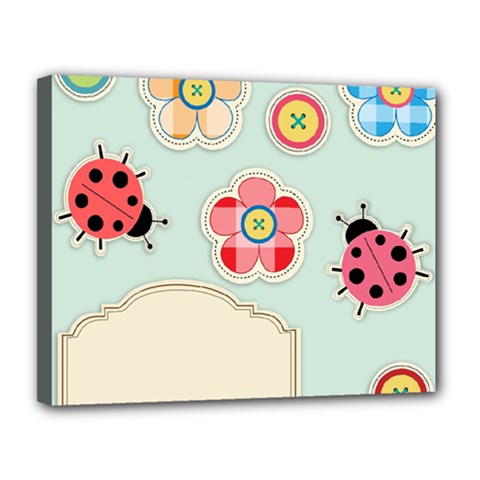 Buttons & Ladybugs Cute Canvas 14  X 11  by Simbadda