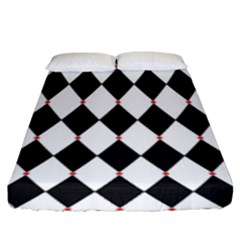 Plaid Triangle Line Wave Chevron Black White Red Beauty Argyle Fitted Sheet (king Size) by Alisyart
