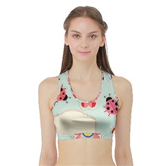 Buttons & Ladybugs Cute Sports Bra With Border by Simbadda