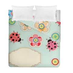 Buttons & Ladybugs Cute Duvet Cover Double Side (full/ Double Size) by Simbadda