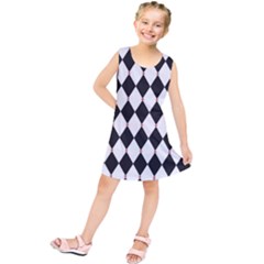 Plaid Triangle Line Wave Chevron Black White Red Beauty Argyle Kids  Tunic Dress by Alisyart