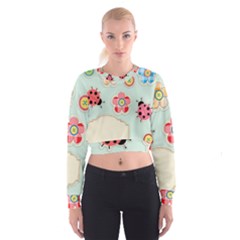 Buttons & Ladybugs Cute Women s Cropped Sweatshirt by Simbadda