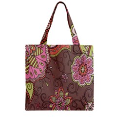 Ice Cream Flower Floral Rose Sunflower Leaf Star Brown Zipper Grocery Tote Bag by Alisyart