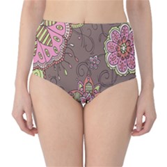 Ice Cream Flower Floral Rose Sunflower Leaf Star Brown High-waist Bikini Bottoms by Alisyart