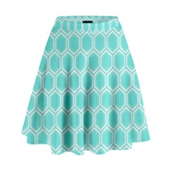 Plaid Circle Blue Wave High Waist Skirt