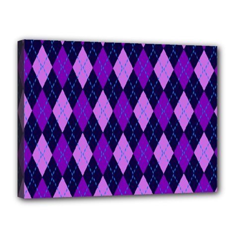 Plaid Triangle Line Wave Chevron Blue Purple Pink Beauty Argyle Canvas 16  X 12  by Alisyart