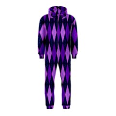 Plaid Triangle Line Wave Chevron Blue Purple Pink Beauty Argyle Hooded Jumpsuit (kids) by Alisyart