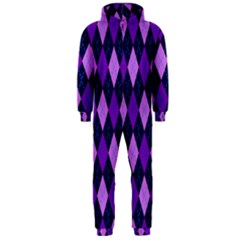 Plaid Triangle Line Wave Chevron Blue Purple Pink Beauty Argyle Hooded Jumpsuit (men)  by Alisyart