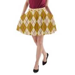 Plaid Triangle Line Wave Chevron Orange Red Grey Beauty Argyle A-line Pocket Skirt by Alisyart