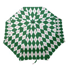 Plaid Triangle Line Wave Chevron Green Red White Beauty Argyle Folding Umbrellas