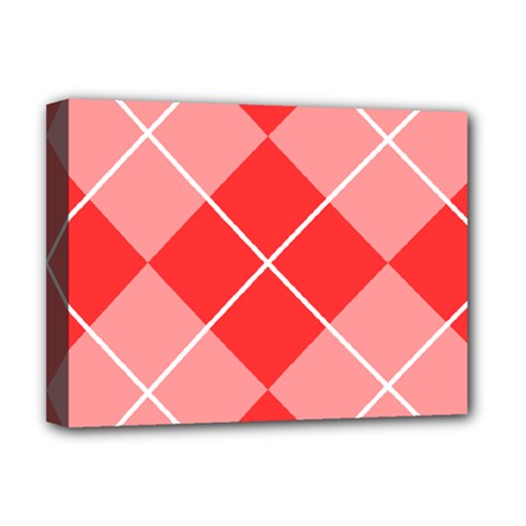 Plaid Triangle Line Wave Chevron Red White Beauty Argyle Deluxe Canvas 16  X 12   by Alisyart