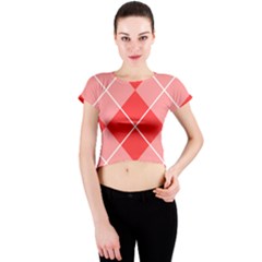 Plaid Triangle Line Wave Chevron Red White Beauty Argyle Crew Neck Crop Top by Alisyart