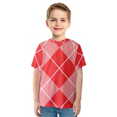 Plaid Triangle Line Wave Chevron Red White Beauty Argyle Kids  Sport Mesh Tee