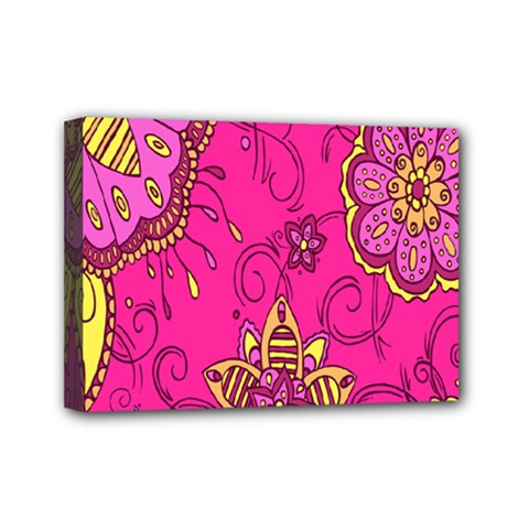 Pink Lemonade Flower Floral Rose Sunflower Leaf Star Pink Mini Canvas 7  X 5  by Alisyart