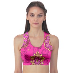 Pink Lemonade Flower Floral Rose Sunflower Leaf Star Pink Sports Bra