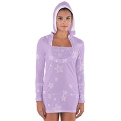 Star Lavender Purple Space Women s Long Sleeve Hooded T-shirt