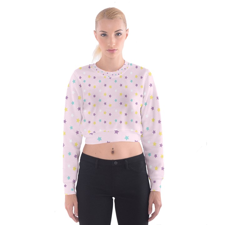 Star Rainbow Coror Purple Gold White Blue Women s Cropped Sweatshirt